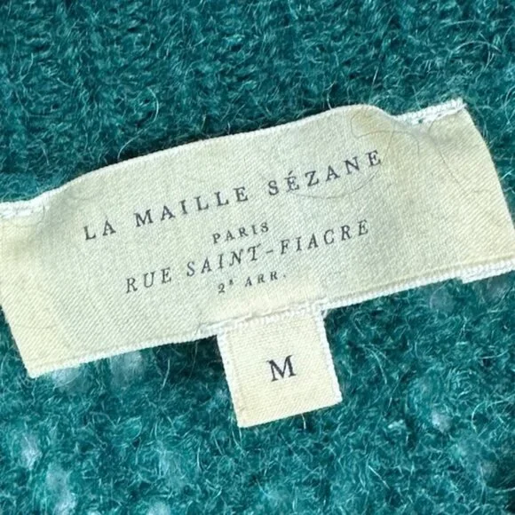 Sezane Paulin Jumper Sweater Green Size Medium French Mohair Merino Wool Knit M - Picture 6 of 13